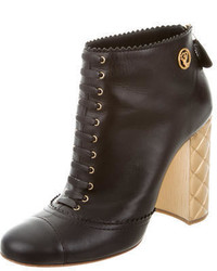 Chanel Leather Interlocking Cc Ankle Boots