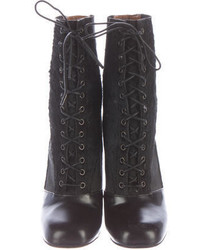 Fendi Leather Lace Up Ankle Boots