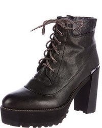 Stuart Weitzman Leather Lace Up Ankle Boots