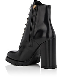 Prada Leather Lace Up Ankle Boots