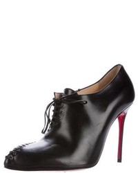 Christian Louboutin Leather Lace Up Ankle Boots