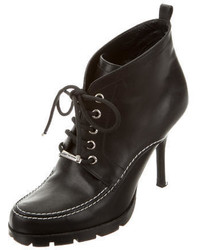 Christian Dior Leather Round Toe Ankle Boots