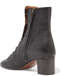 Chloé Orson Lace Up Textured Leather Ankle Boots Black