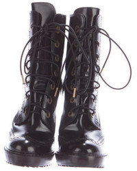 McQ by Alexander McQueen Patent Lace Up Ankle Boots