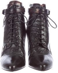 Givenchy Patent Leather Lace Up Booties