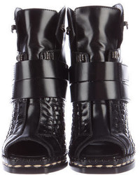 Proenza Schouler Peep Toe Leather Ankle Boots