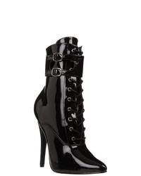 Pleaser Domina 1023 Black Patent Lace Up Ankle Boots