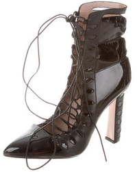 Paula Cademartori Pointed Toe Lace Up Ankle Booties