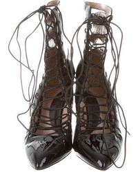 Paula Cademartori Pointed Toe Lace Up Ankle Booties