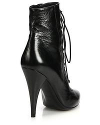 Saint Laurent Ringed Lace Up Leather Booties