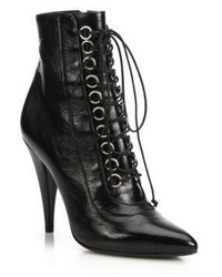 Saint Laurent Ringed Lace Up Leather Booties