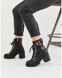 Public Desire Swag Black Chunky Lace Up Boots