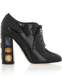 Dolce & Gabbana Swarovski Crystal Embellished Patent Leather Ankle Boots
