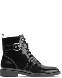 Marc Jacobs Taylor Lace Up Patent Leather Ankle Boots Black