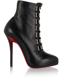 Christian Louboutin Troopista 120 Lace Up Leather Ankle Boots Black