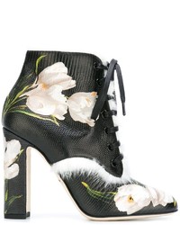 Dolce & Gabbana Tulip Print Ankle Boots