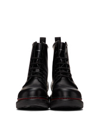 Alexander McQueen Black Contrast Sole Hybrid Combat Boots