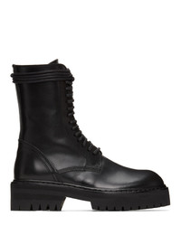 Ann Demeulemeester Black Lace Up Lug Sole Boot