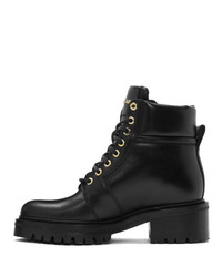 Balmain Black Leather Army Boot