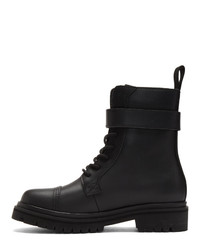Versace Jeans Couture Black Leather Hiking Boots