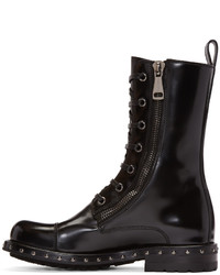 Dolce & Gabbana Black Patent Leather Combat Boots