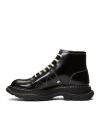 Alexander McQueen Black Tread Lace Up Boots