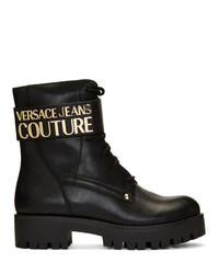 Versace Jeans Couture Black Vjc Combat Boots