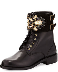 Rene Caovilla Crystal Cuff Leather Boot Black
