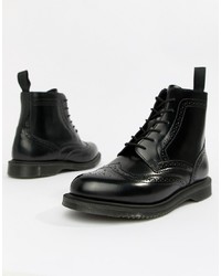 Dr. Martens Delphine Brogue Black Leather Lace Up Flat Ankle Boots