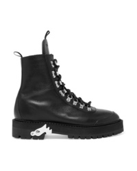 Off-White Hiking Textured Leather Ankle Boots