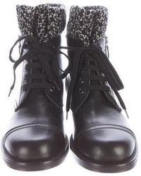 Chanel Knit Trimmed Ankle Boots W Tags
