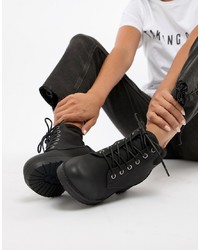 New Look Lace Up Biker Flat Ankle Boot