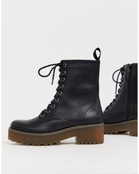 Monki Lace Up Boots In Black