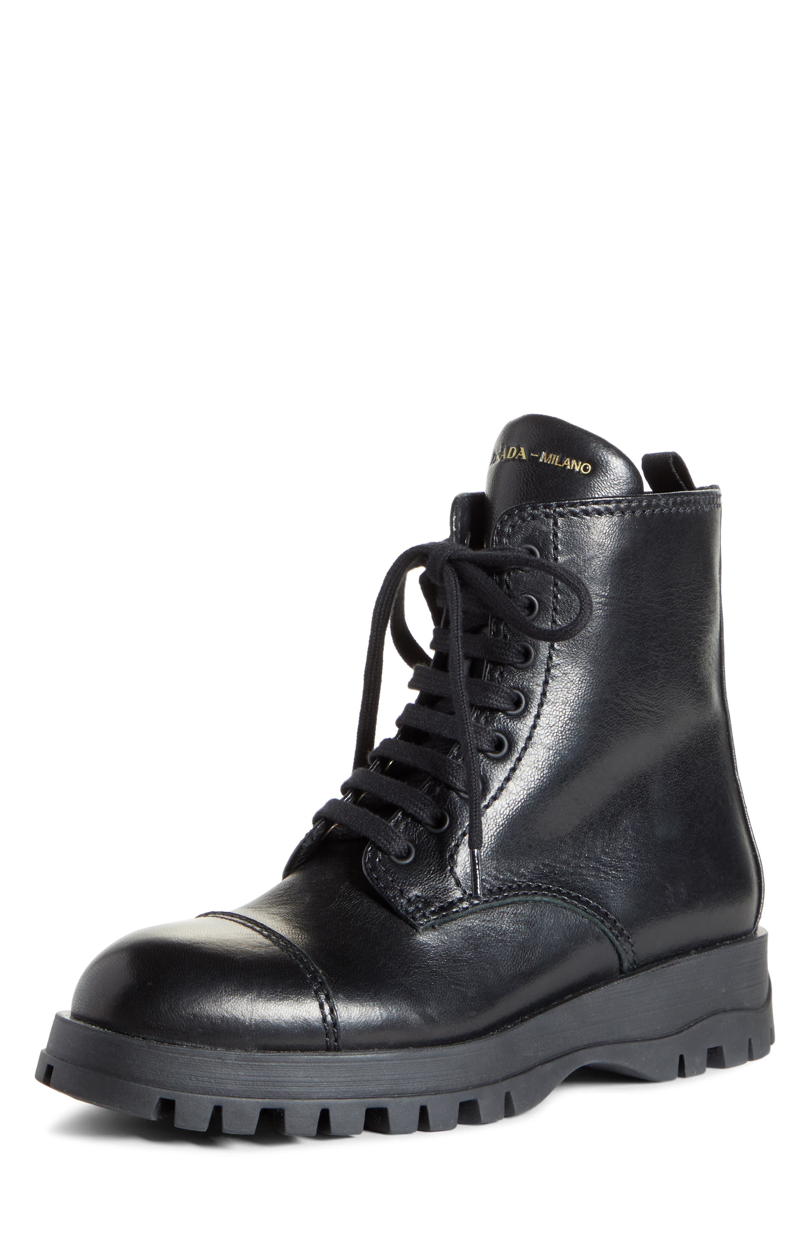 prada lace up leather boots