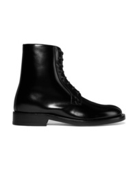 Vetements Lace Up Glossed Leather Ankle Boots