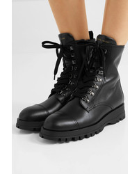 Prada Lace Up Leather Ankle Boots