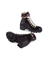 Gucci Leather Ankle Boot With Sylvie Web