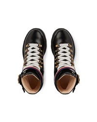 Gucci Leather Ankle Boot With Sylvie Web