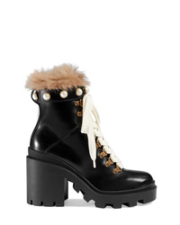 Gucci Leather Ankle Boot With Wool