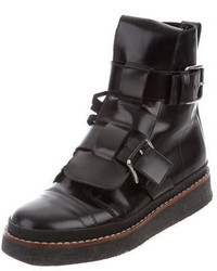 Marni Leather Round Toe Ankle Boots