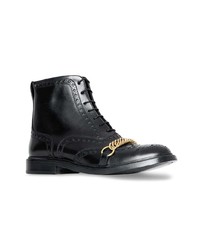 Burberry Link And Brogue Detail Leather Boots