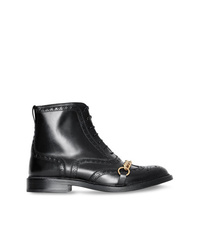 Burberry Link And Brogue Detail Leather Boots
