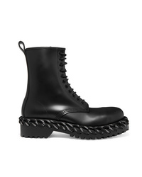 Balenciaga Med Lace Up Leather Ankle Boots