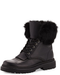 Moncler Patty Fur Collar Hiker Boot Black