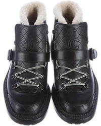 Chanel Quilted Shearling Ankle Boots