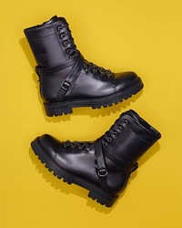 Valentino Rockstud Leather Combat Boot Black
