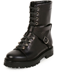Valentino Garavani Rockstud Leather Combat Boot Nero