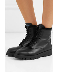 Prada Shearling Lined Leather Ankle Boots