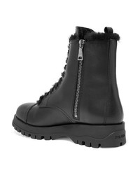 Prada Shearling Lined Leather Ankle Boots