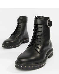 ASOS DESIGN Wide Fit Algebra Leather Lace Up Boots Leather